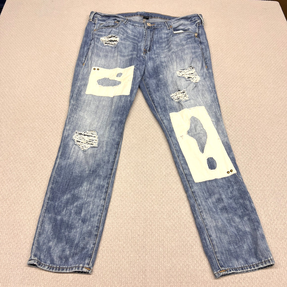 True Religion Jeans Womens 33x28 Denim Cameron Slim Boyfriend Grunge Distressed - Picture 1 of 9